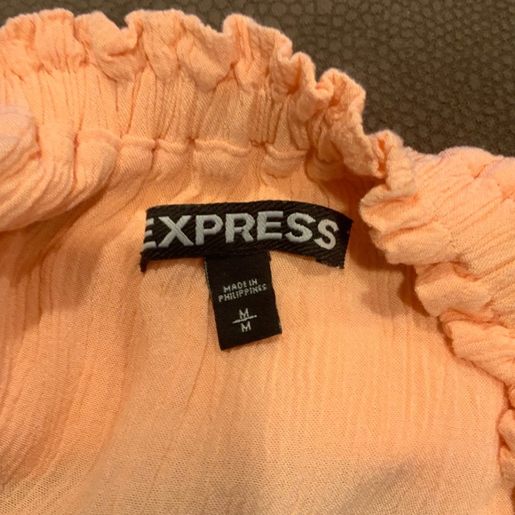 Express peach off shoulder tie front top med - Picture 4 of 4